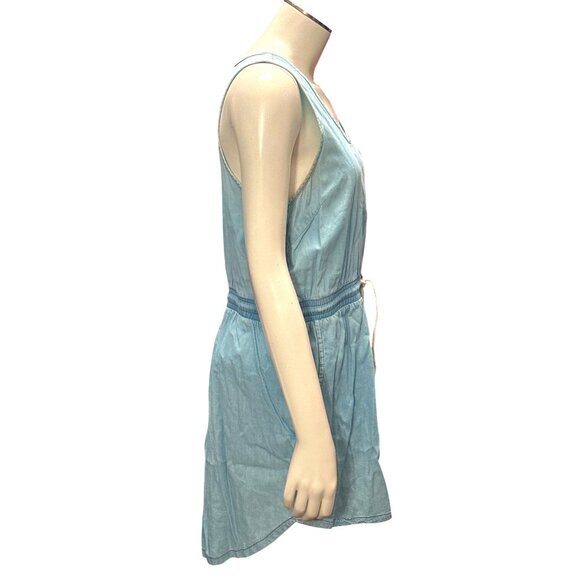 Active USA Light Blue Tank Dress Medium Rope Tie Waist Pockets  Summer Casual M - Picture 6 of 11